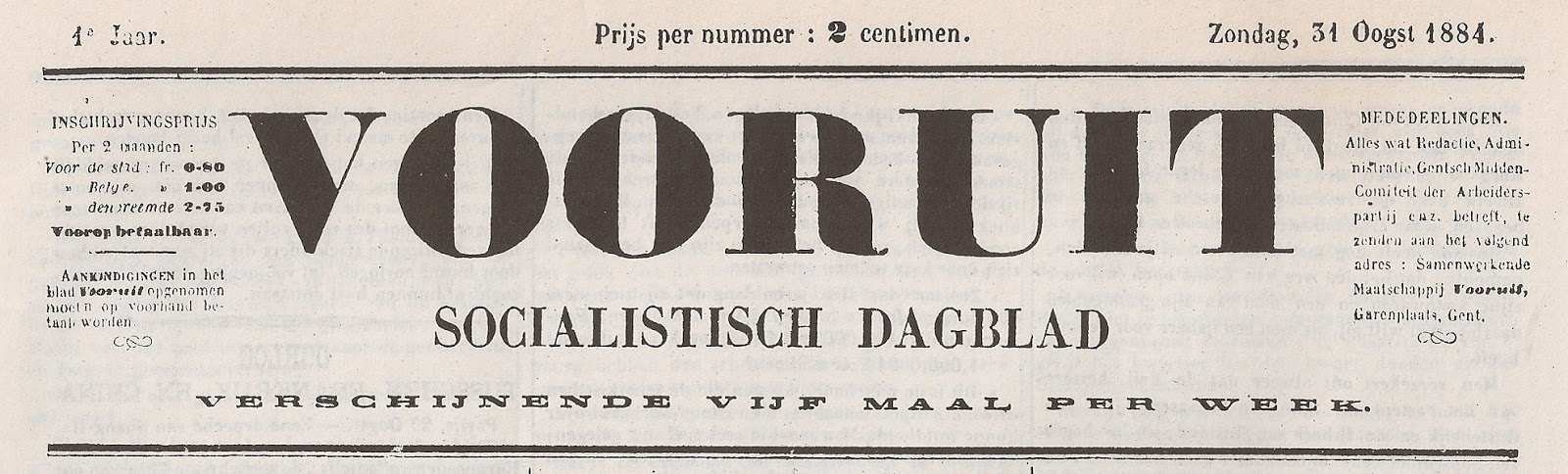 Gandavum²: De verantwoordelijke uitgevers van het dagblad Vooruit  (1884-1908)