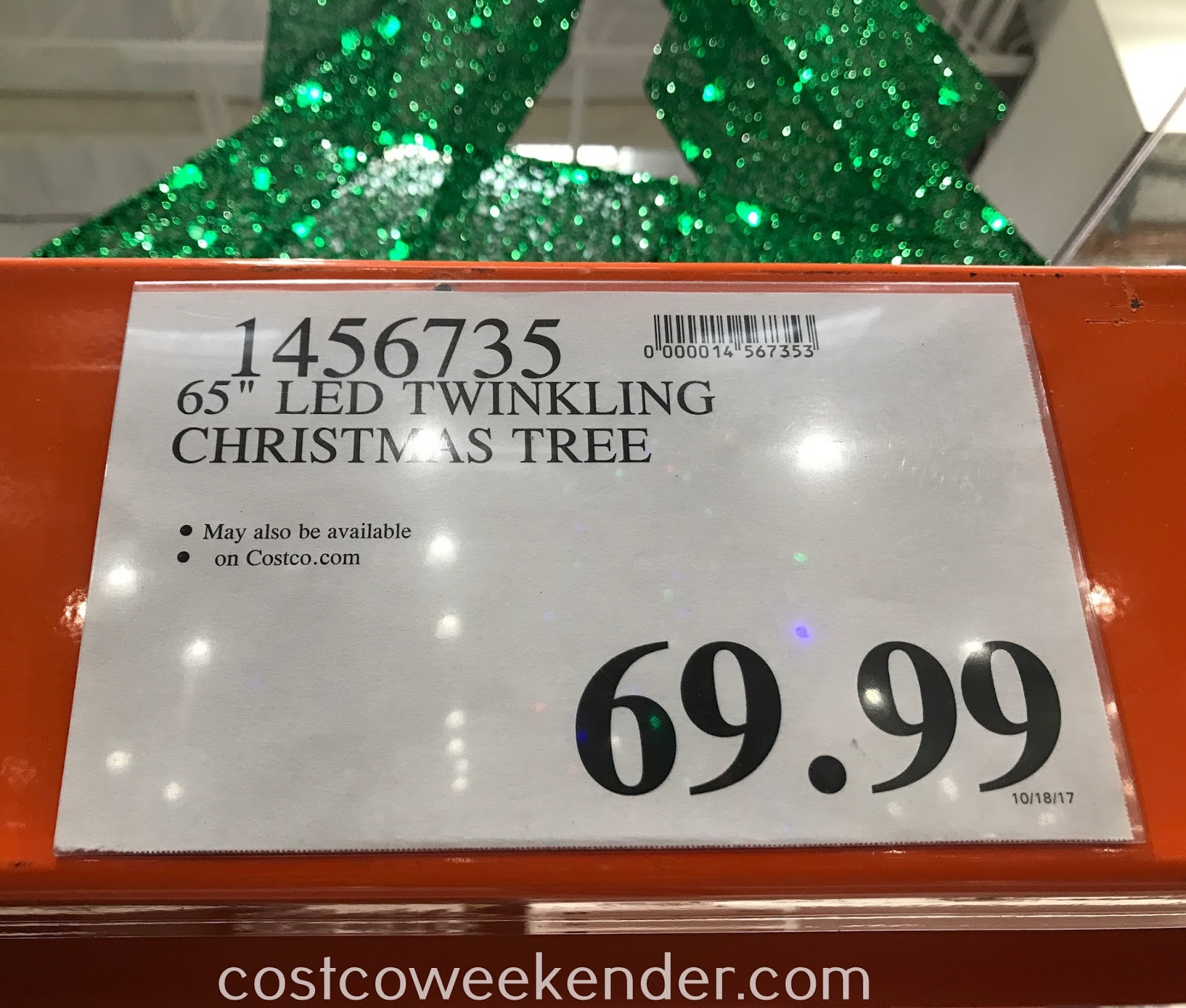 65" LED Twinkling Christmas Tree Costco Weekender