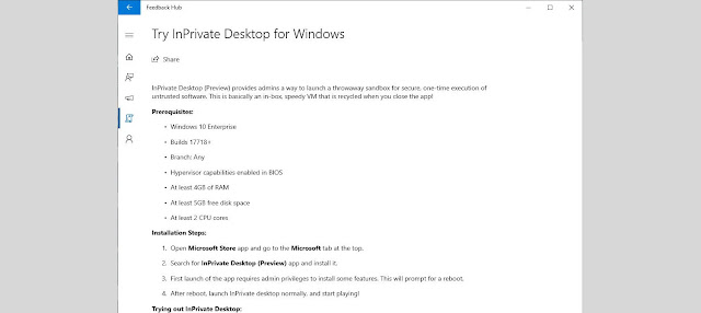 Microsoft adiciona recurso de segurança sandbox ao Windows 10 chamado InPrivate Desktop Screenshot Windows 10 In Private