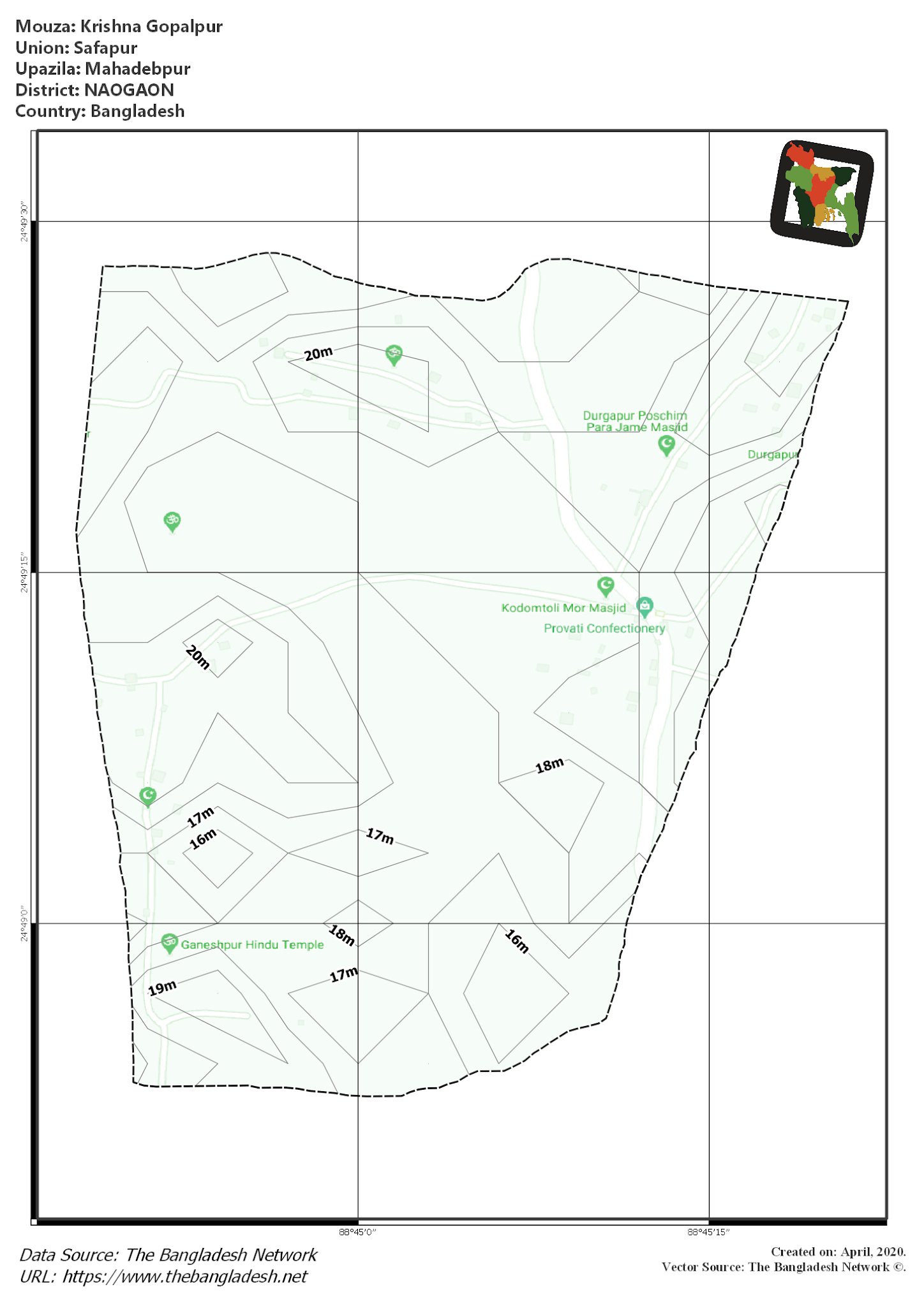 Map of Krishna Gopalpur Mouza of Mahadebpur Upazila, NAOGAON Map of Krishna Gopalpur Mouza of Mahadebpur Upazila, NAOGAON, Bangladesh.