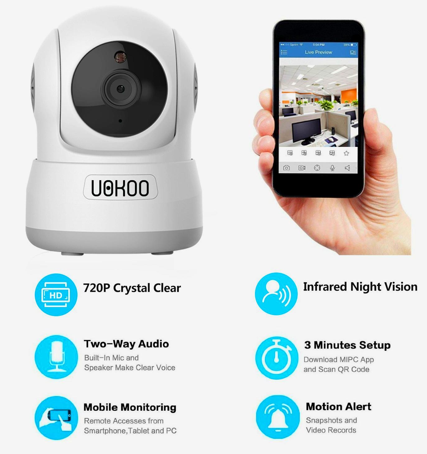 UOKOO 720P HD Wireless IP Security Surveillance Camera Baby Monitor