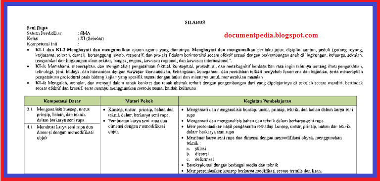 Rpp Seni Budaya Kelas Xi Semester 2 K13 Revisi 2019 2020 P O K Q Edukasi