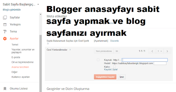 Blogger Sabit Anasayfa Oluşturma Blogger Sabit Anasayfa Oluşturma