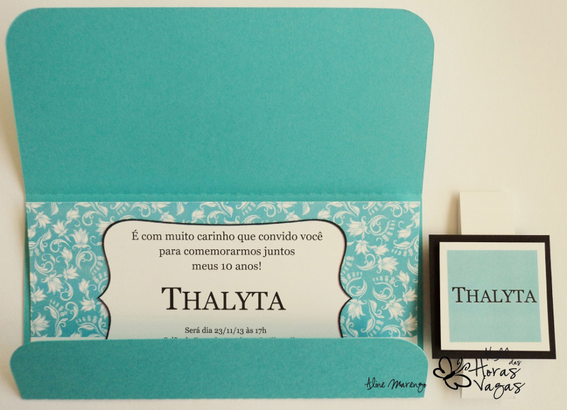 convite artesanal infantil aniversário tiffany azul turquesa menina delicado chique sofisticado