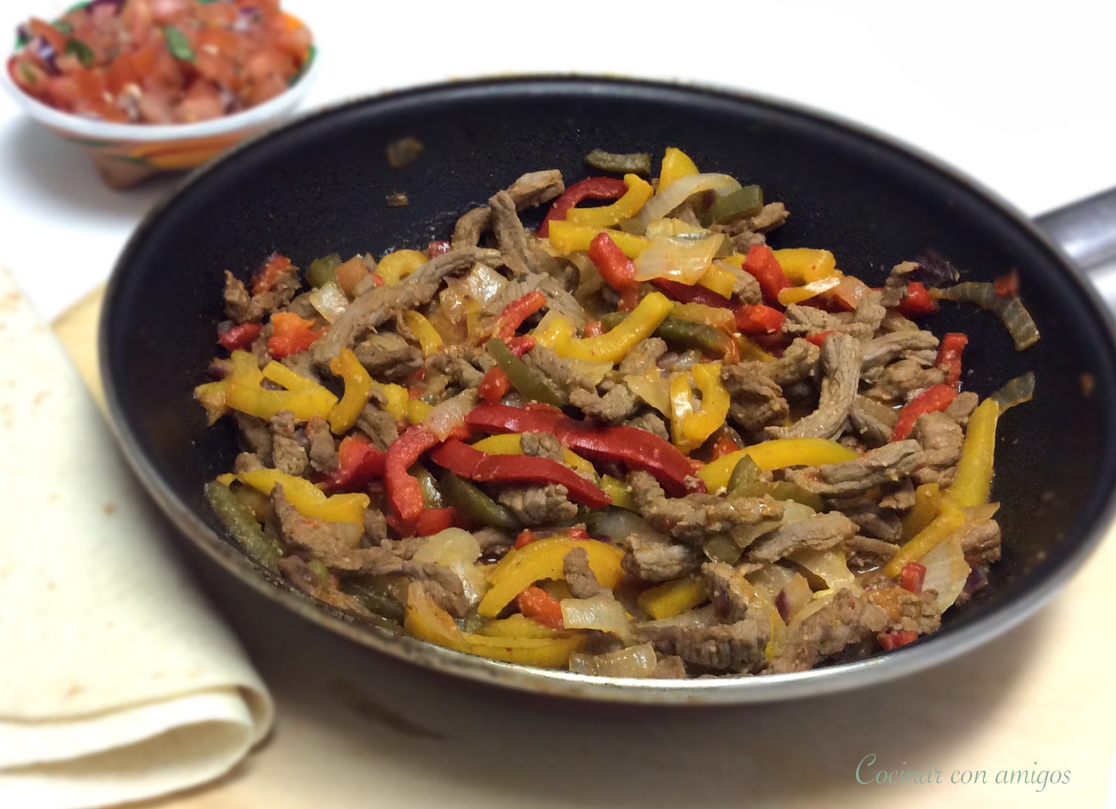 Fajitas de ternera Cocinar con amigos