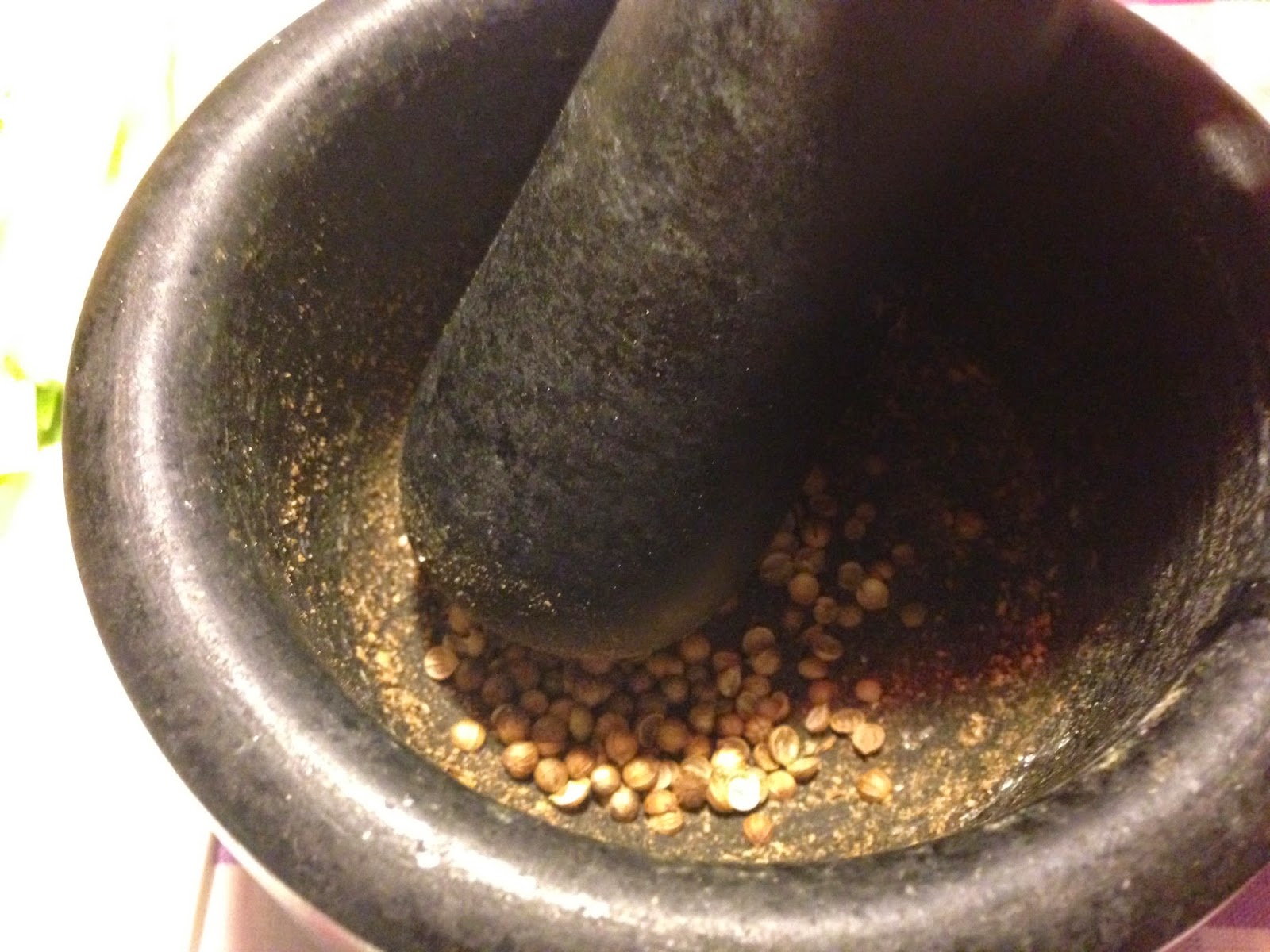 coriander seeds pestle mortar