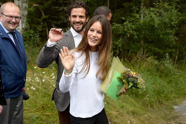 Princess Sofia of Sweden and Prince Carl Philip of Sweden are seen during their inuaguration of the nature reserve “Byamossarna” in Arvika