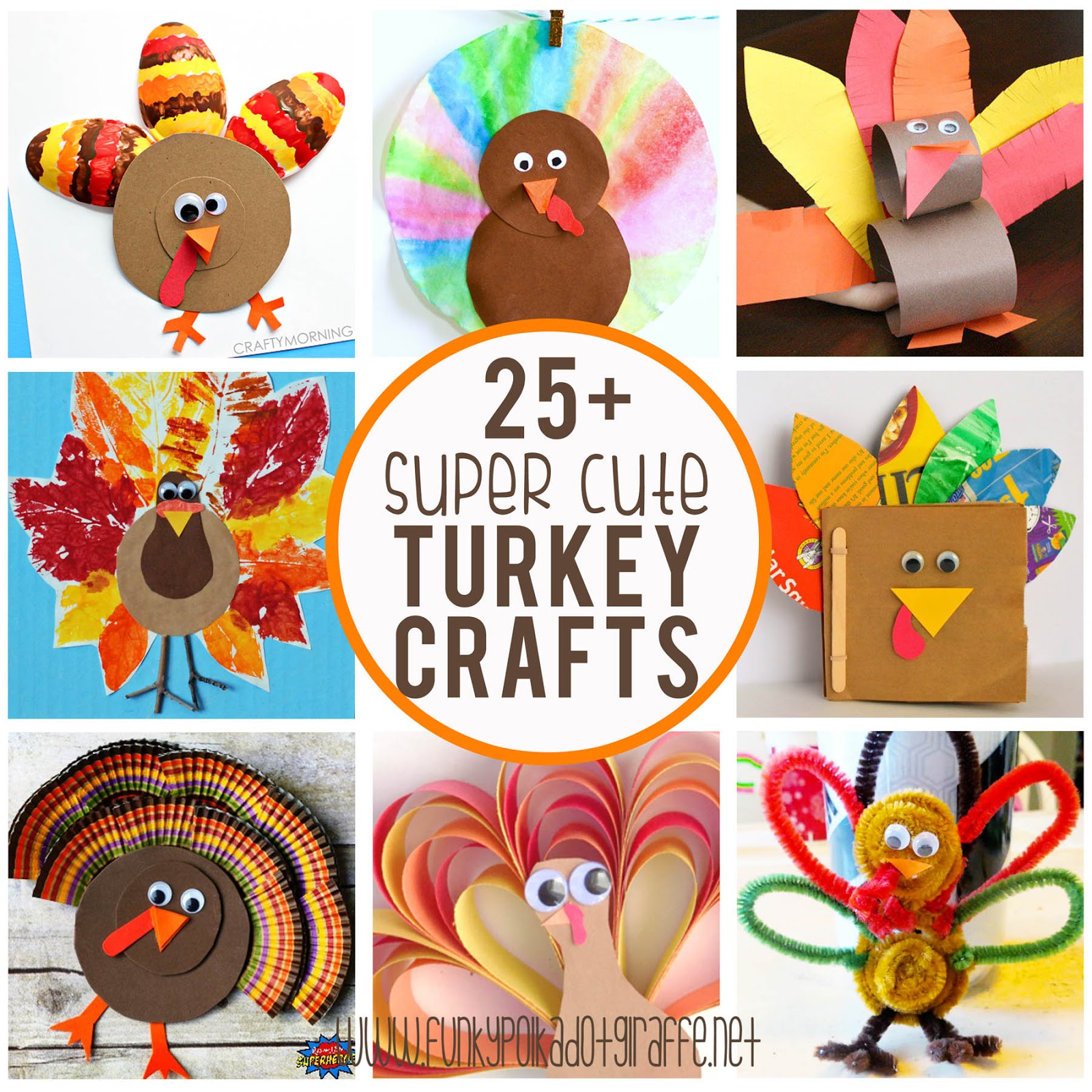 Funky Polkadot Giraffe: 25+ {SUPER CUTE} Turkey Crafts for Kids