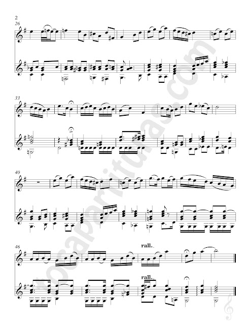 Hoja 2  Tranquilidad Campestre Partitura de Dúo Flauta e Instrumentos en Clave de Sol Afinados en Do (Violín, Oboe...) y Guitarra Clásica Sheet Music for Flute (Treble Clef Instruments in C) & Guitar Duet