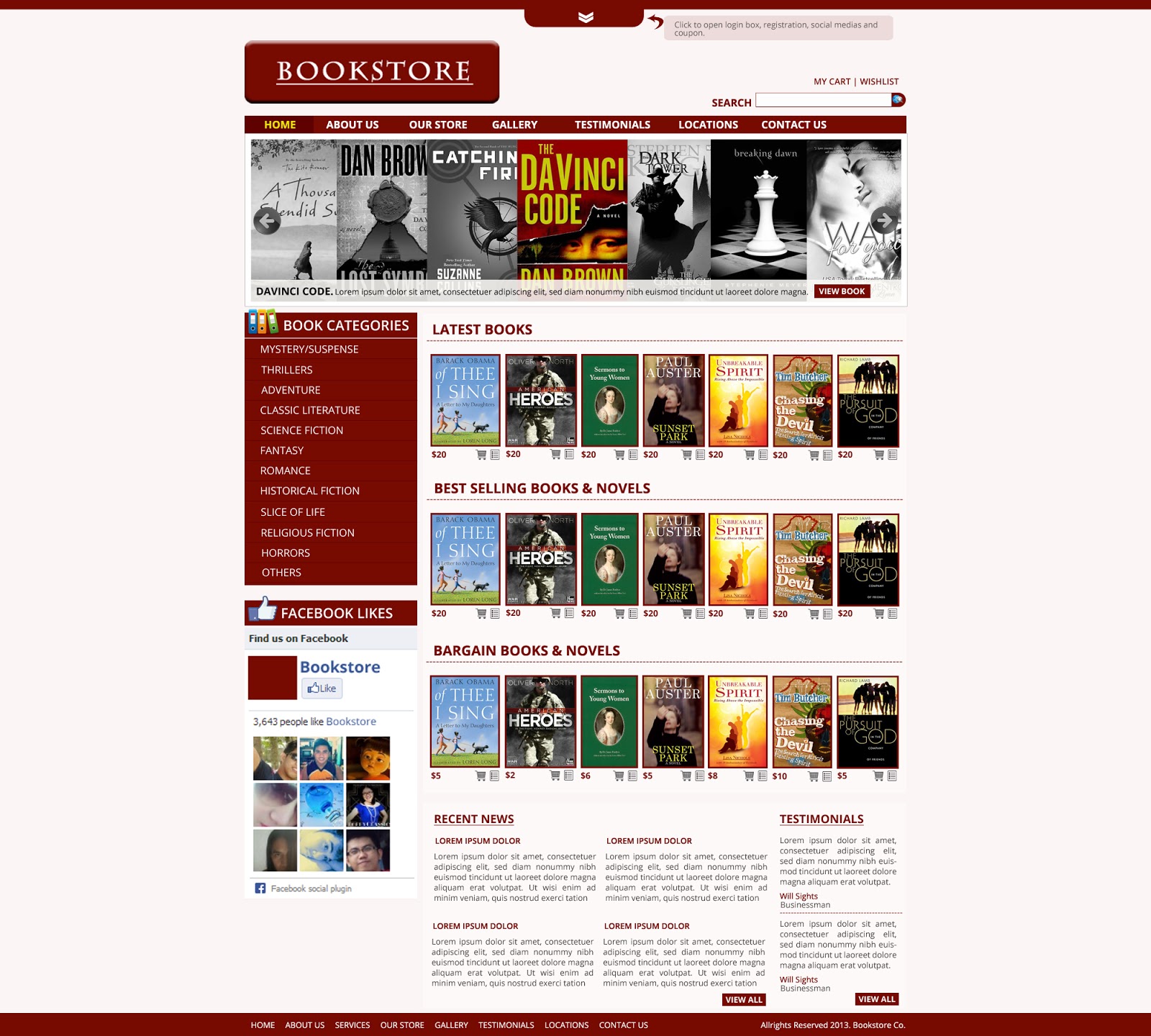 Website Templates Design: Bookstore Template