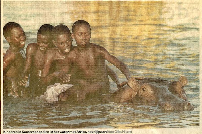 varen op nijlpaard Africa in Kameroen