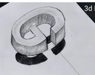 3d drawing on paper with graphite