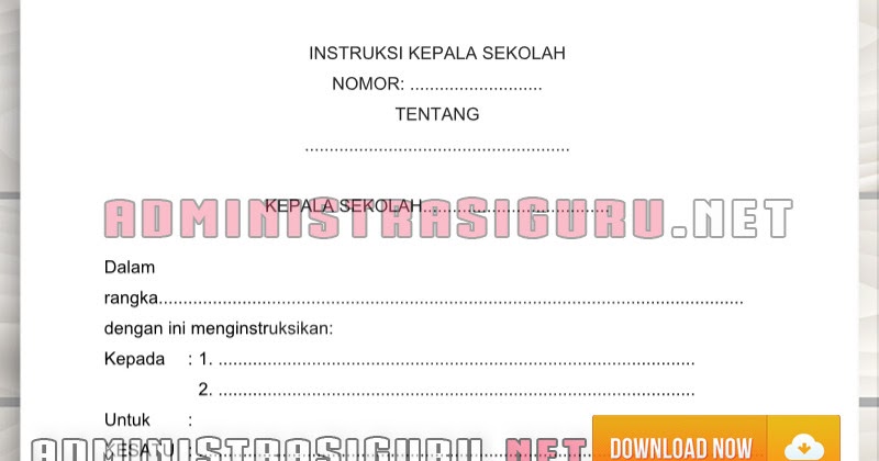 Contoh Format Instruksi Kepala Sekolah Administrasi Tata Usaha Sekolah