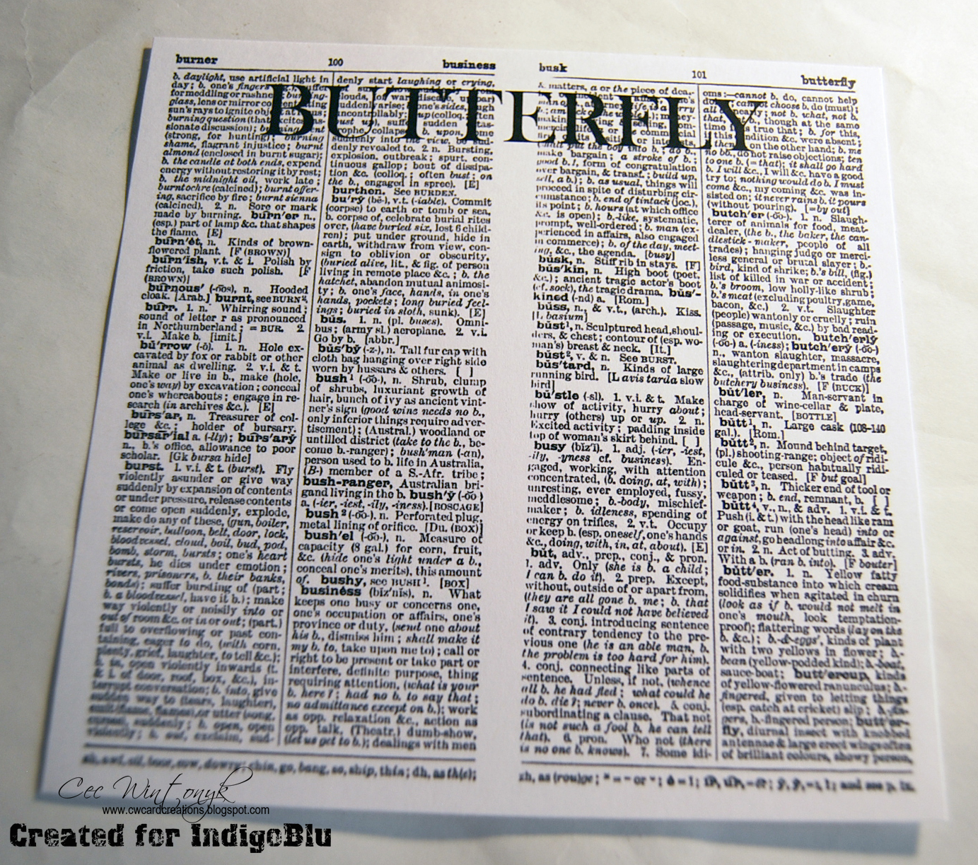 IndigoBlu Blog Dictionary Butterfly