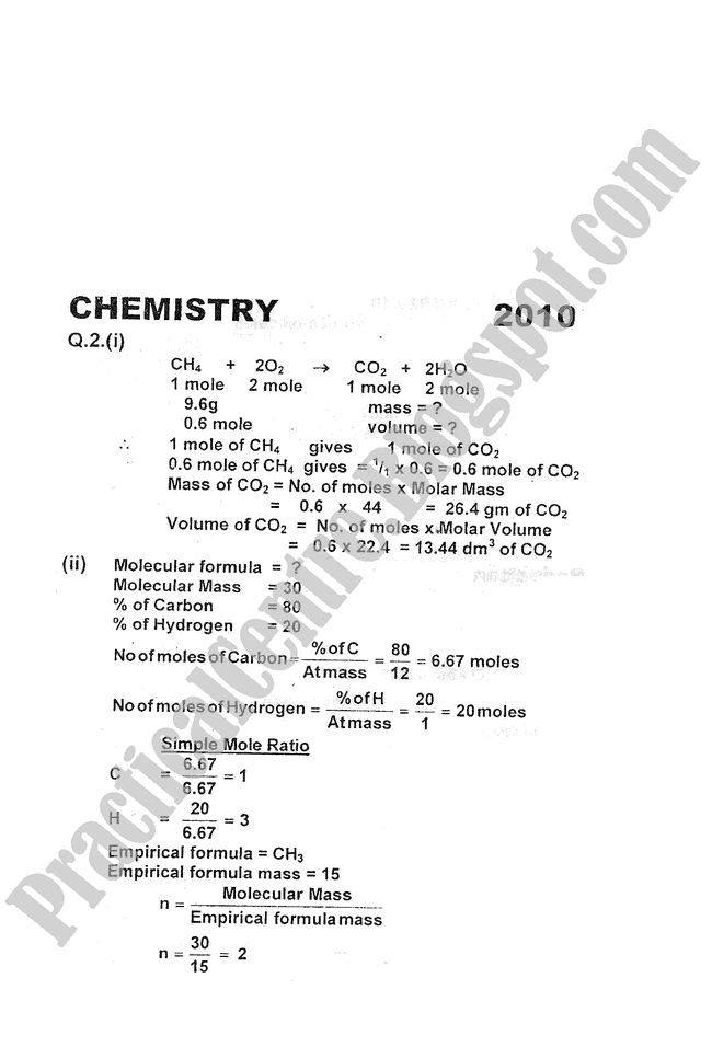 Chemistry-Numericals-Solve-2010-five-year-paper-class-XI