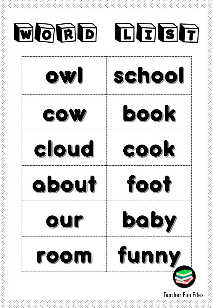 Teacher Fun Files Reading Vocabulary Word List