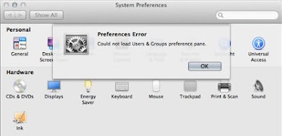 My Mac won't load the Users & Groups preference pane: Fix