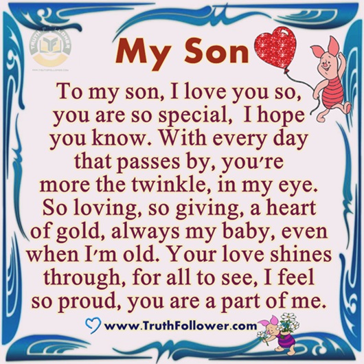 To my son you are a part of me.