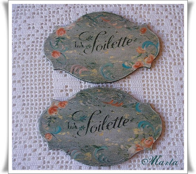 Las Manualidades de Marta: PLACAS PARA BAÑO Y ESPEJO