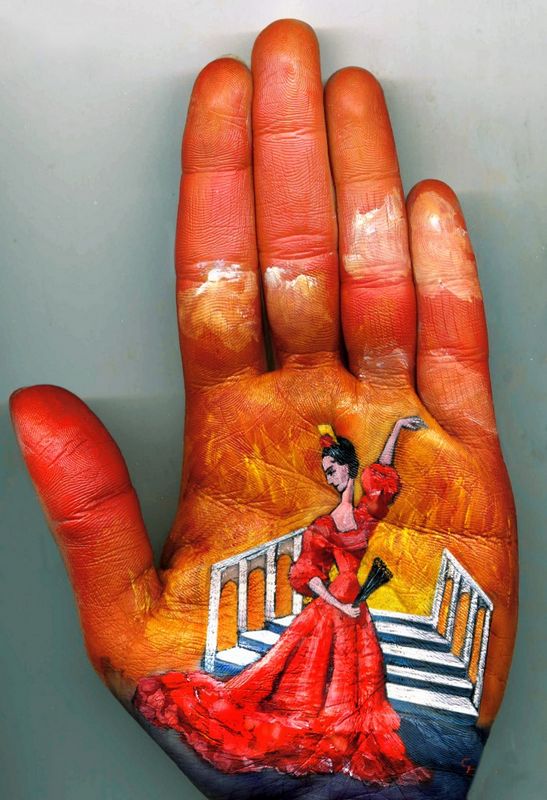 Paintings on Palm of a Hand,