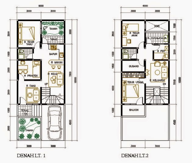  Denah  Rumah  Satu Lantai  Ukuran 8x15 M