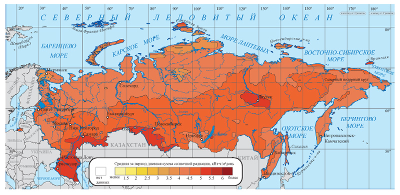 Количество солнечной радиации восточно европейской. Карта солнечной инсоляции России. Карта солнечной радиации России.