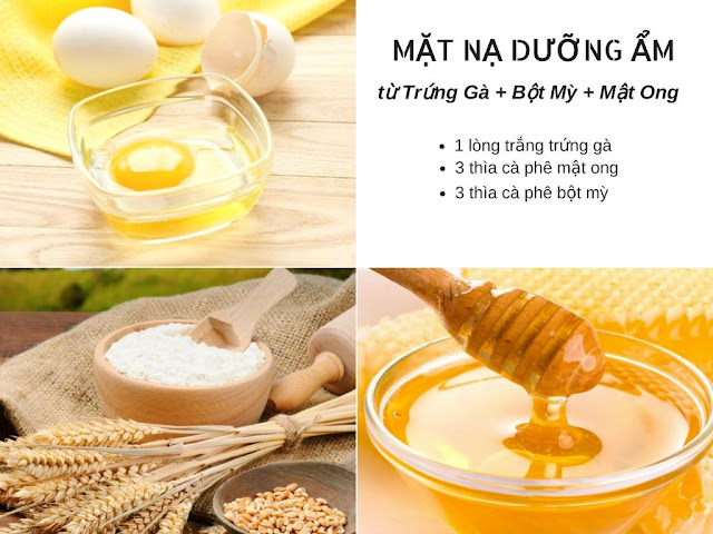 mặt nạ trứng gà, mật ong và bột mì