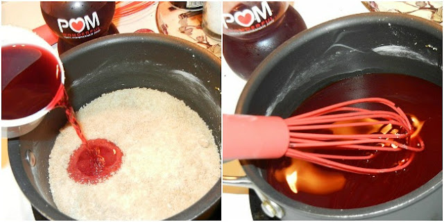 collage of making pomegranate syrup 