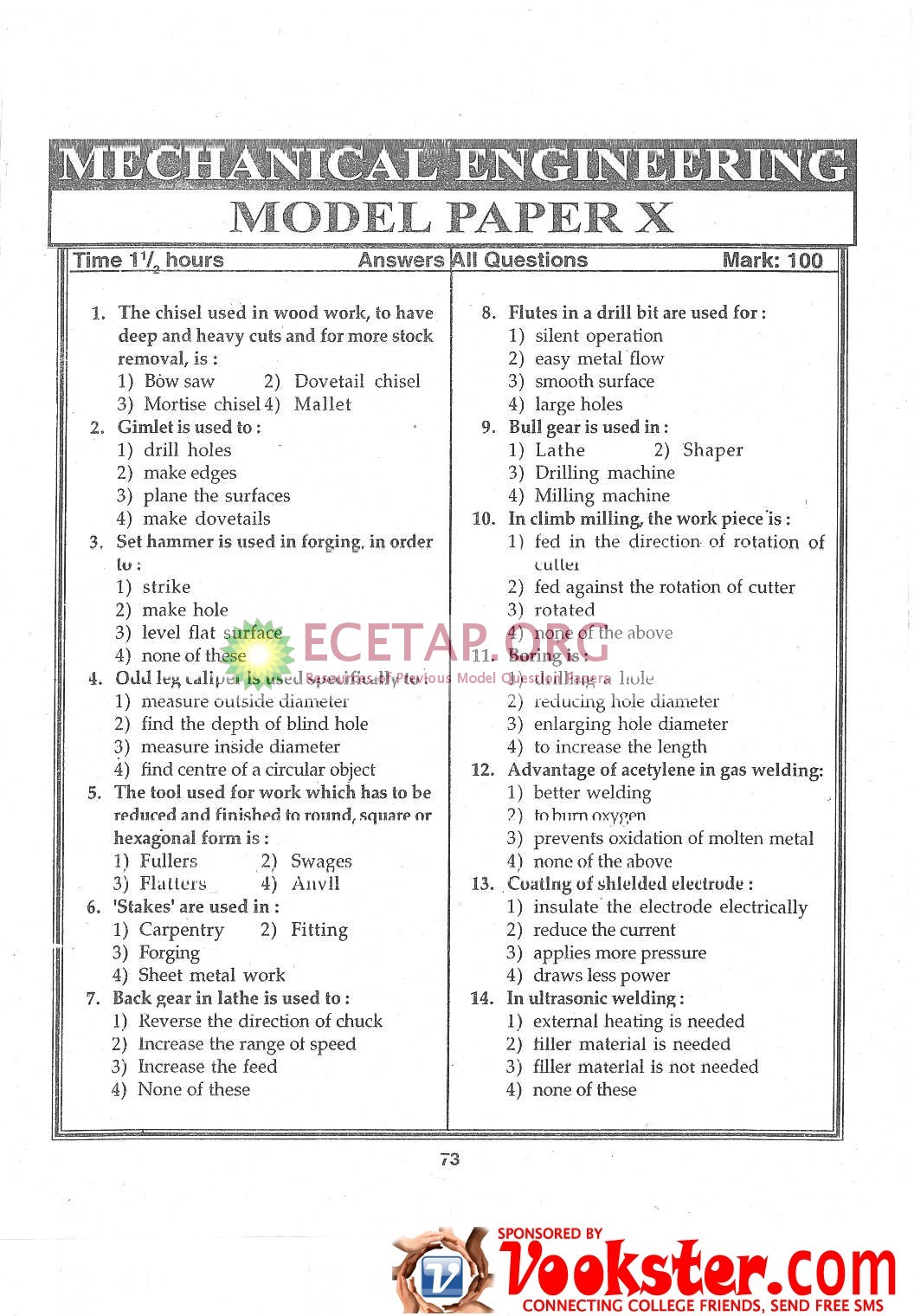 ECETAP 2016, Previous, Model Papers, Question Papers EEE,ECE,SCE