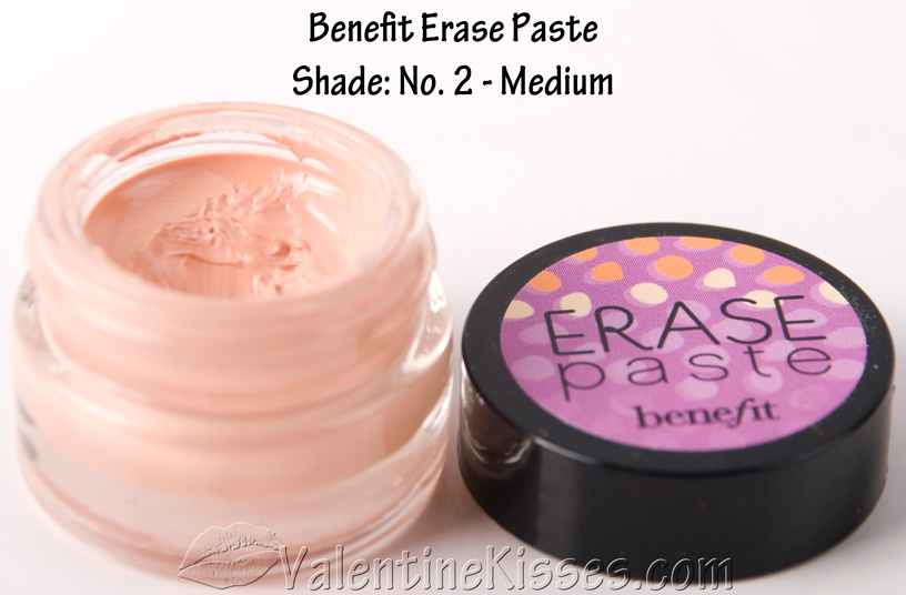 Valentine Kisses Benefit Erase Paste in No. 2 Medium before & after
