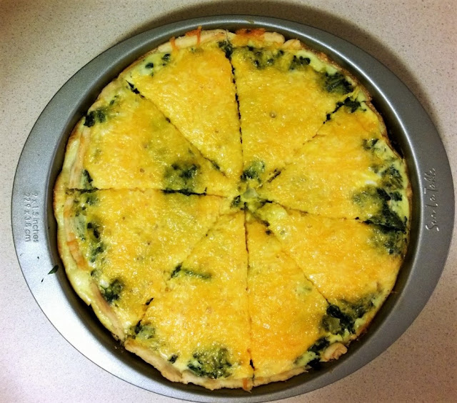 Cheddar cheese and spinach quiche delicious