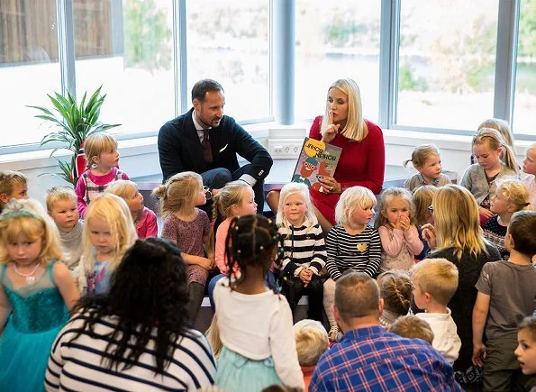 Crown Prince Haakon of Norway and his wife Princess Mette-Marit visited a kindergarten in Grong