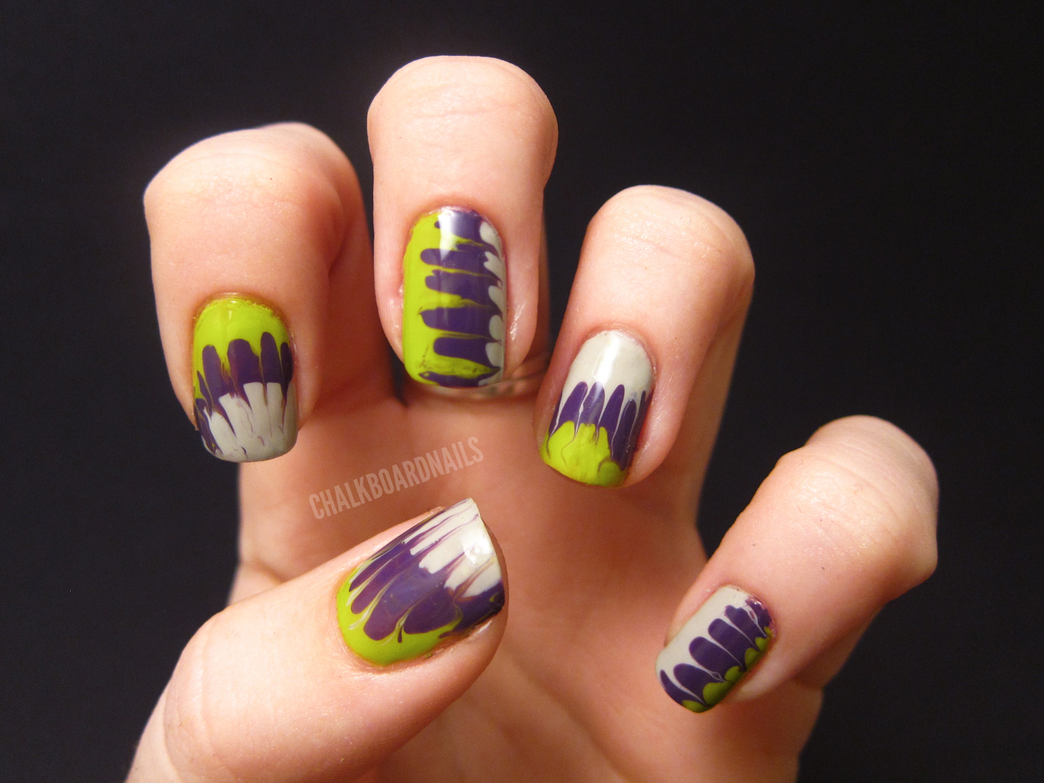 Halloween Needle Marbling | Chalkboard Nails | Nail Art Blog