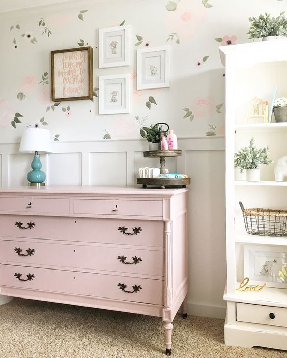 pink nursery dresser