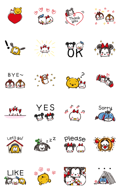 Line Official Stickers Disney Tsum Tsum Sketch Style