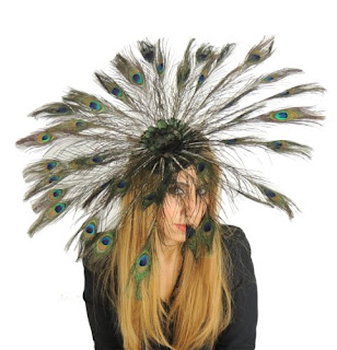 Gorgeous Large Peacock Eyes Feathers Fan Daylily Kentucky Derby Hat Gorgeous Large Peacock Eyes Feathers Fan Daylily Kentucky Derby Hat