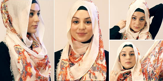 tutorial hijab pashmina menutup dada