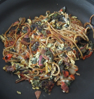 fried leftover pasta