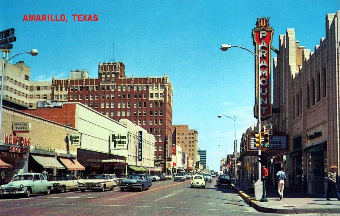 transpress nz cars on Polk Street, Amarillo, Texas, early 1960s