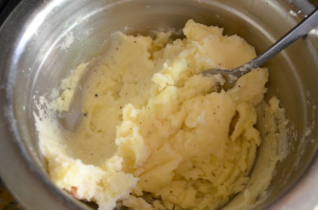 Mash potatoes for twice baked or double baked potatoes from Serena Bakes Simply From Scratch.