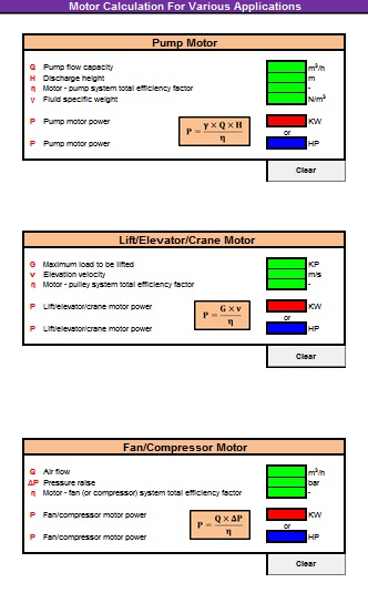 Quick Motor Calculation For Various Applications