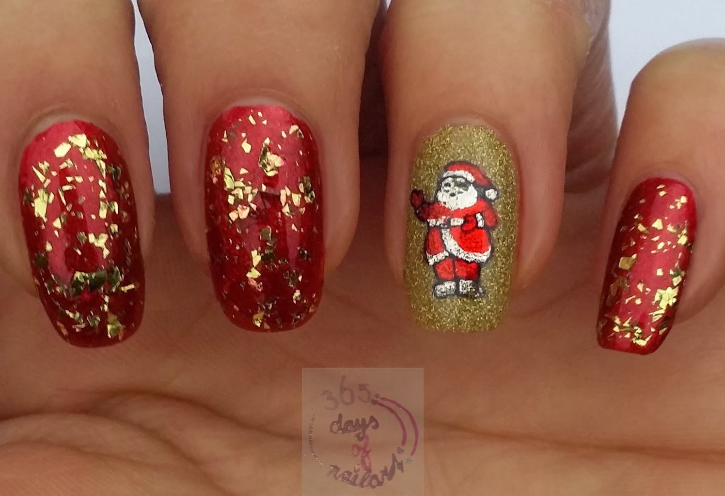 365+ days of nail art Day 358) Easy Christmas nails