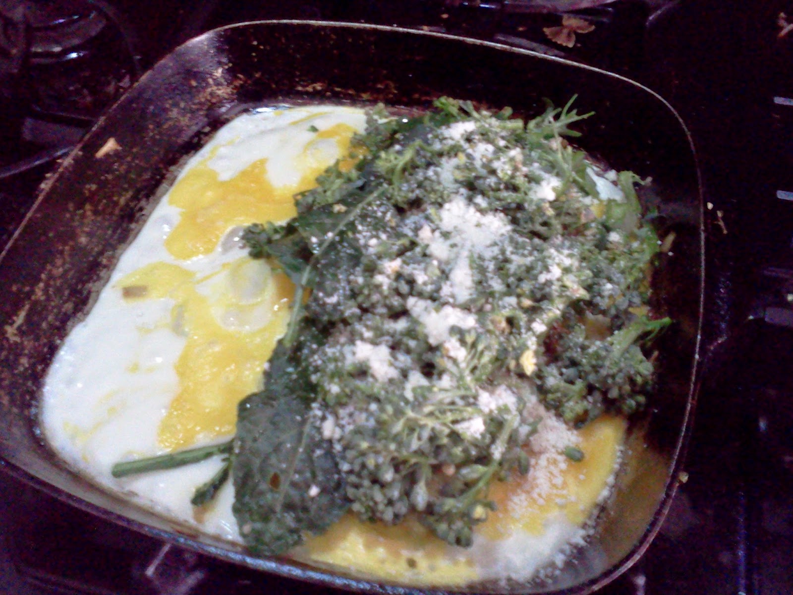 DepressionEra Grandma in Training Garden Breakfast Kale & Squash Blossom Omelette