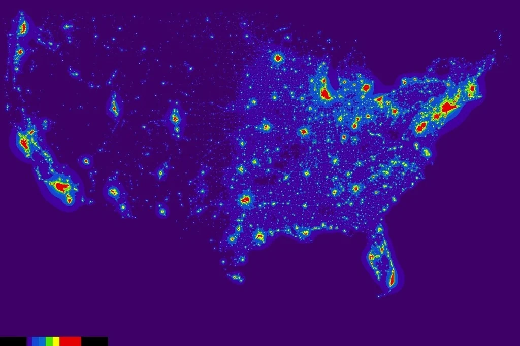 Light Pollution Map of the USA by the NOAA (2016)