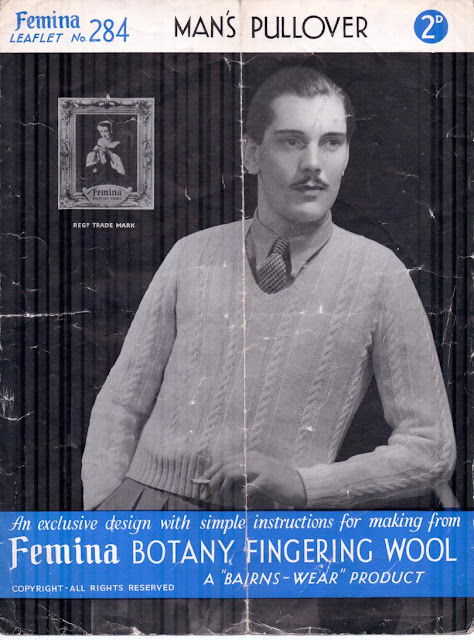 The Vintage Pattern Files: Free 1930s Knitting Pattern - Man's Cable Pullover