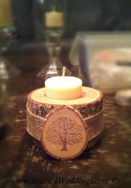 Table setting with Tree Branch Candle Holders for weddings, events, decor, cabins, outdoors, farm, woodland