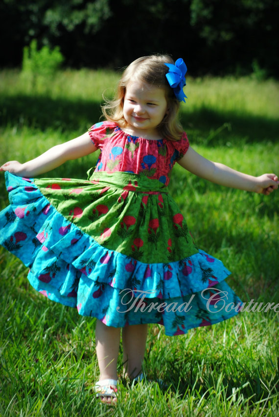 Ruffled Peasant Dress Sewing Pattern, Allana Ruffled Peasant Dress