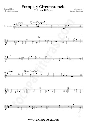 Tubepartitura Pompa y Circunstancia de Edward Elgar partitura de Saxofón Alto canción de Música Clásica