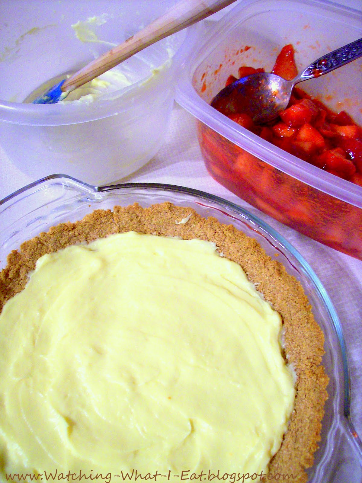 Watching What I Eat Easy Strawberry & Pudding Tart with NoBake Graham Cracker Crust