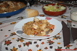 Arroz Con Rape, Pulpo Y Gambones.
